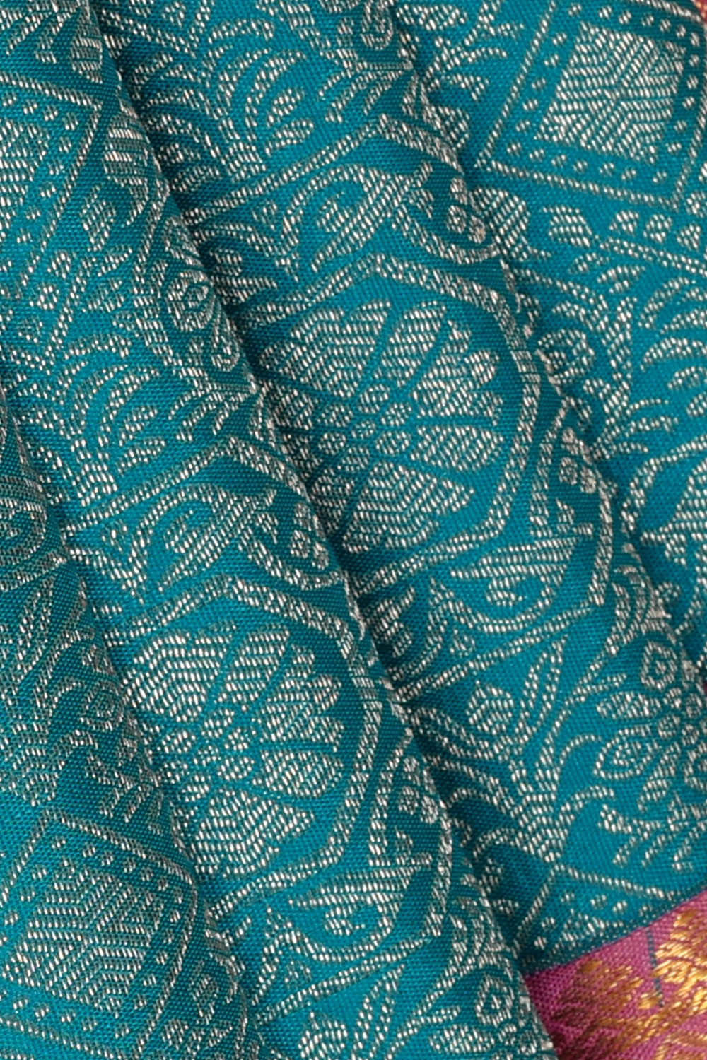 Image of Kanchipattu Ocean Blue Brocade Saree