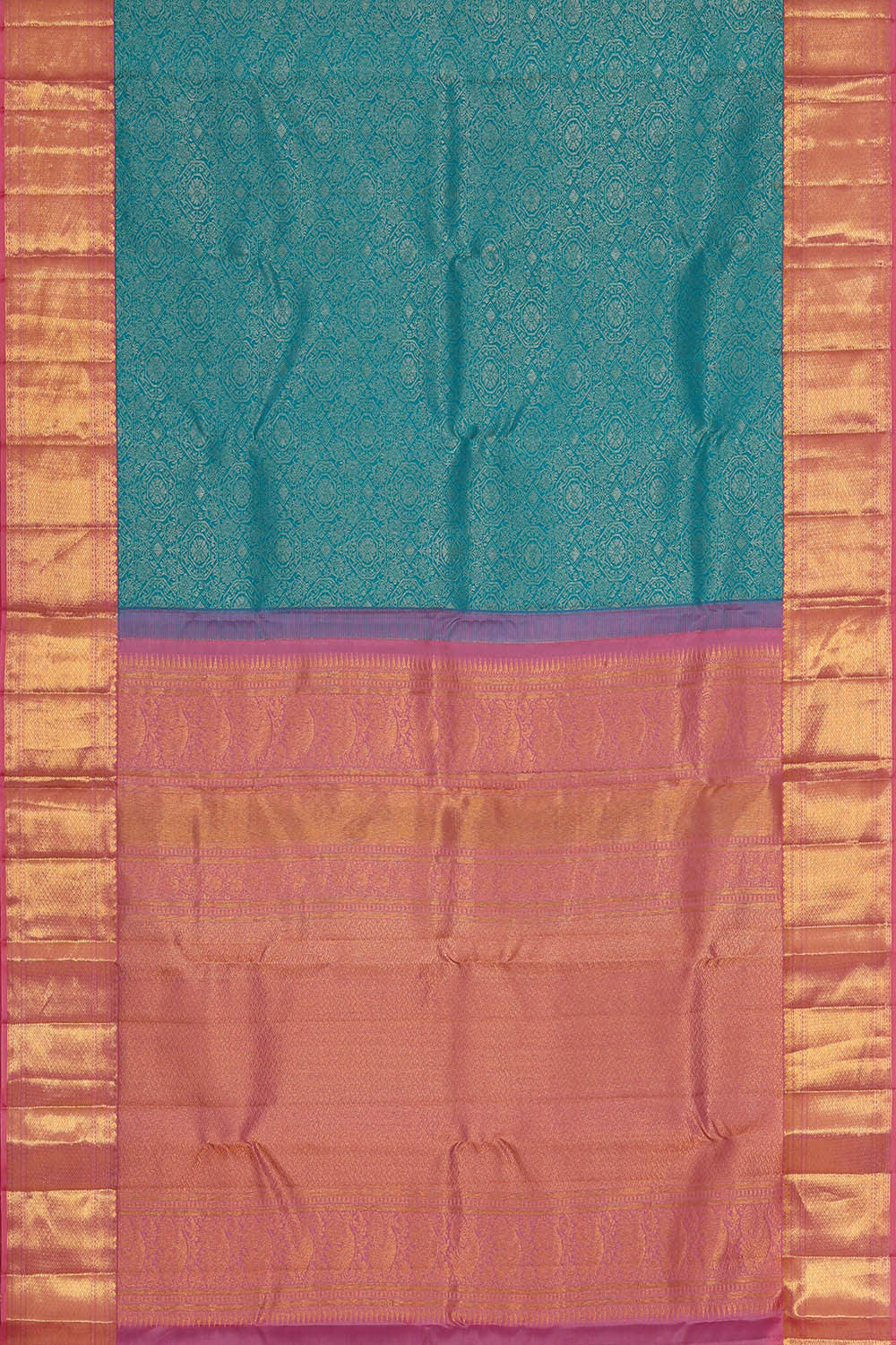 Image of Kanchipattu Ocean Blue Brocade Saree
