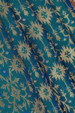 Image of Kanchipattu Teal Blue Brocade Saree