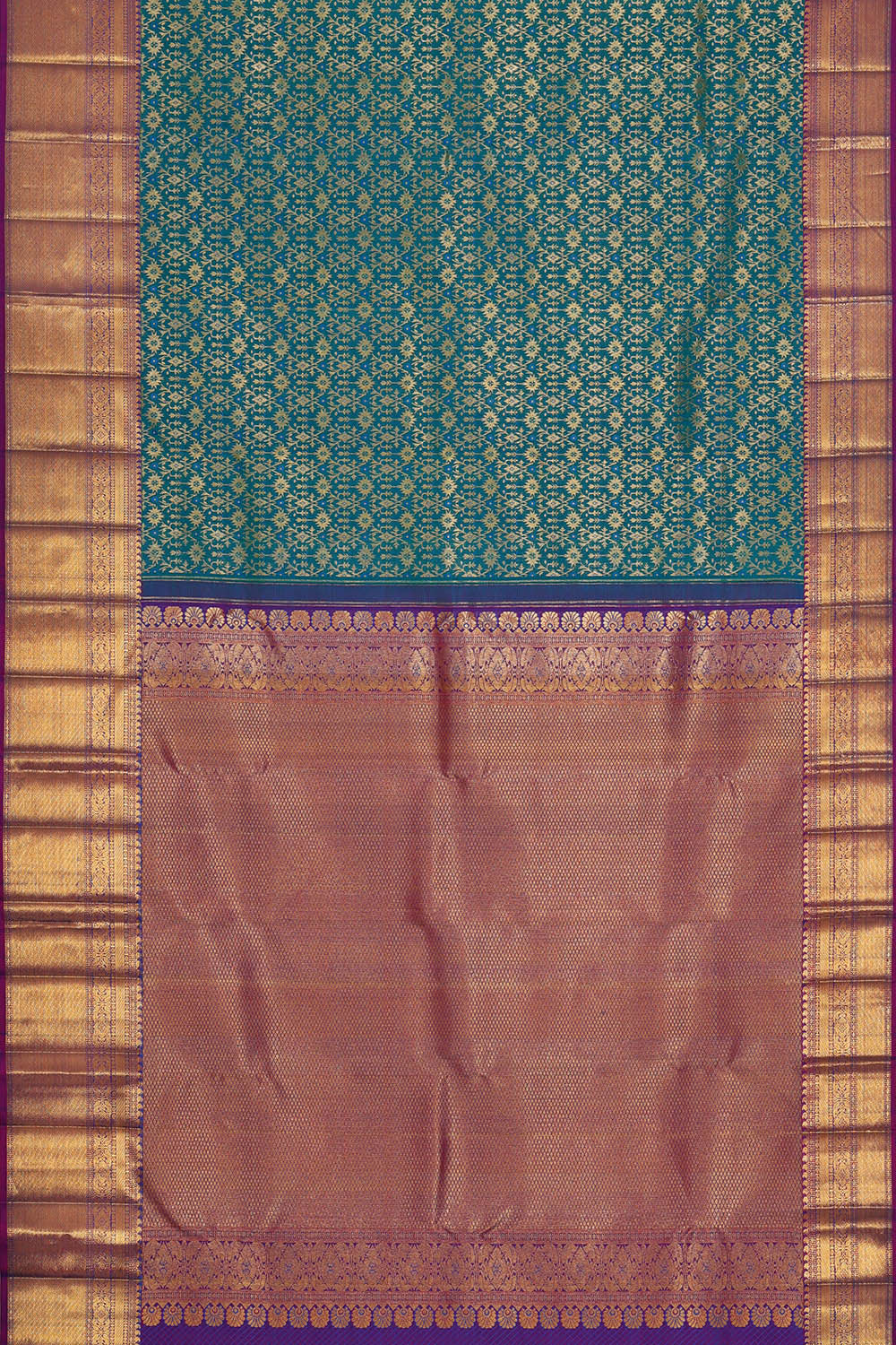 Kanchipattu Teal Blue Brocade Saree