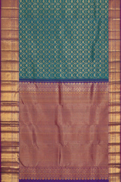 Image of Kanchipattu Teal Blue Brocade Saree