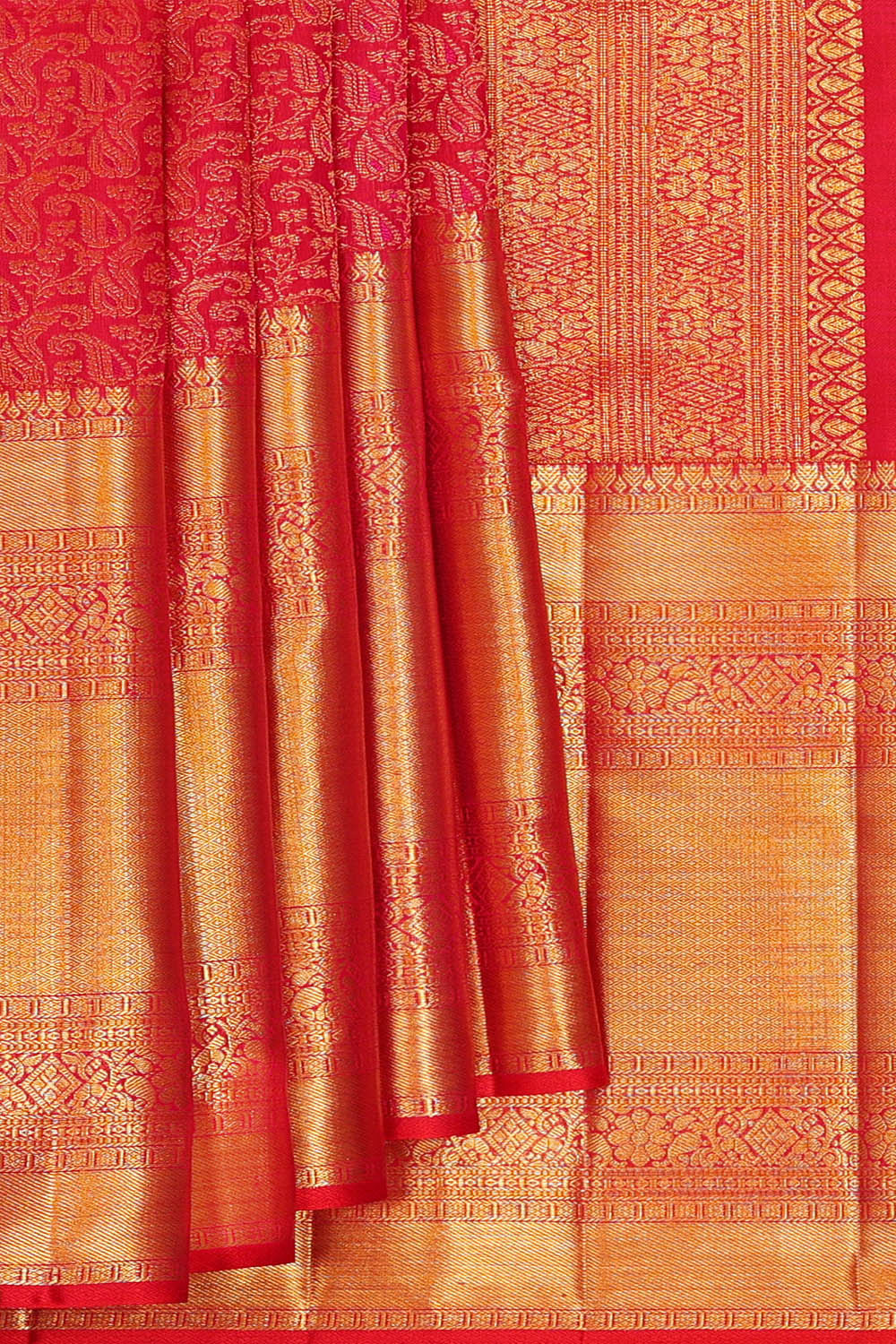 Image of Kanchipattu Red Brocade Saree