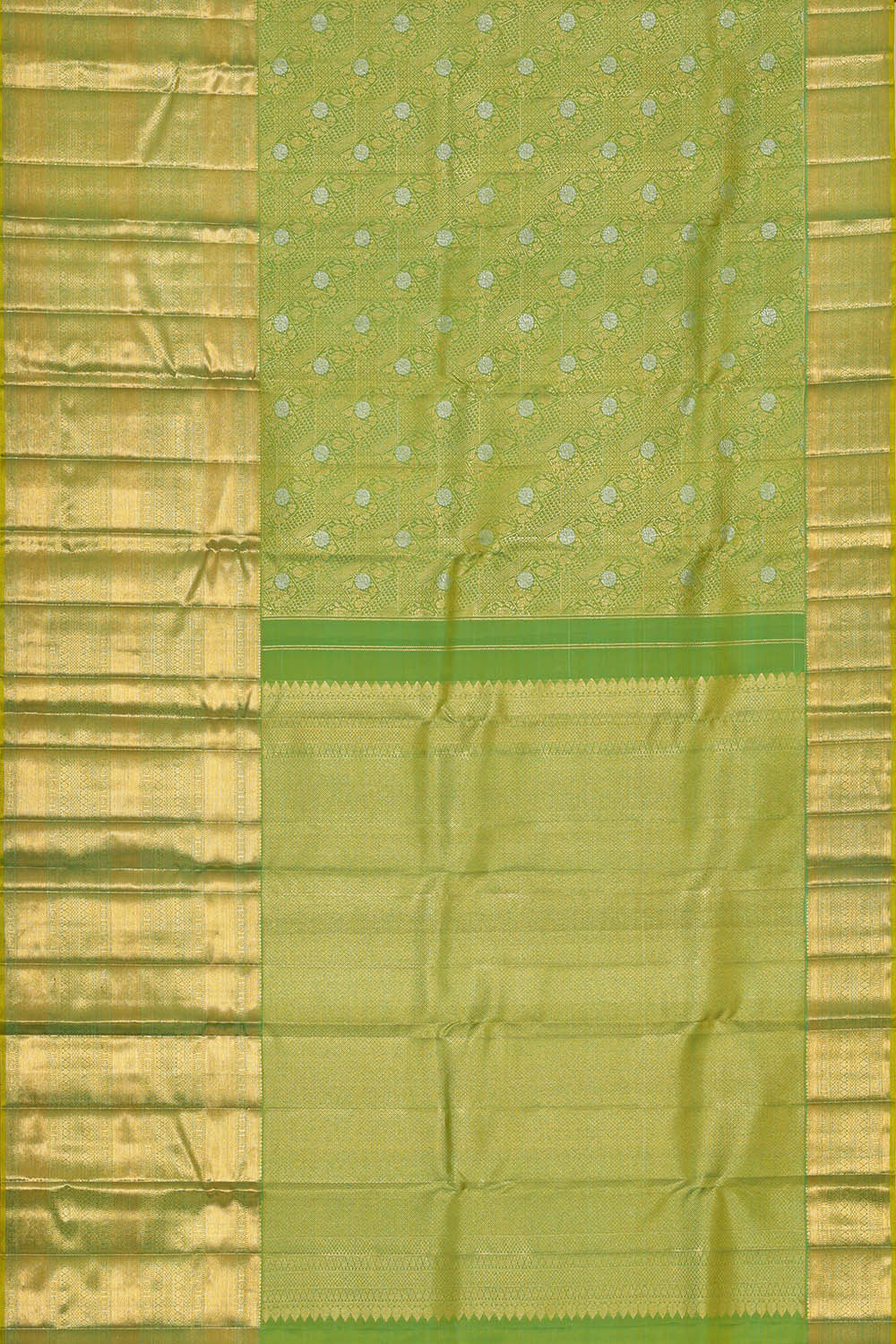 Kanchipattu Parrot Green Brocade Saree