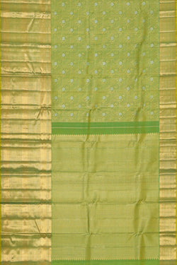 Image of Kanchipattu Parrot Green Brocade Saree
