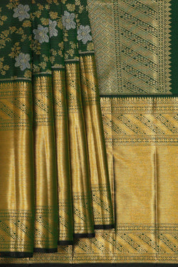 Image of Kanchipattu Bottle Green Brocade Saree