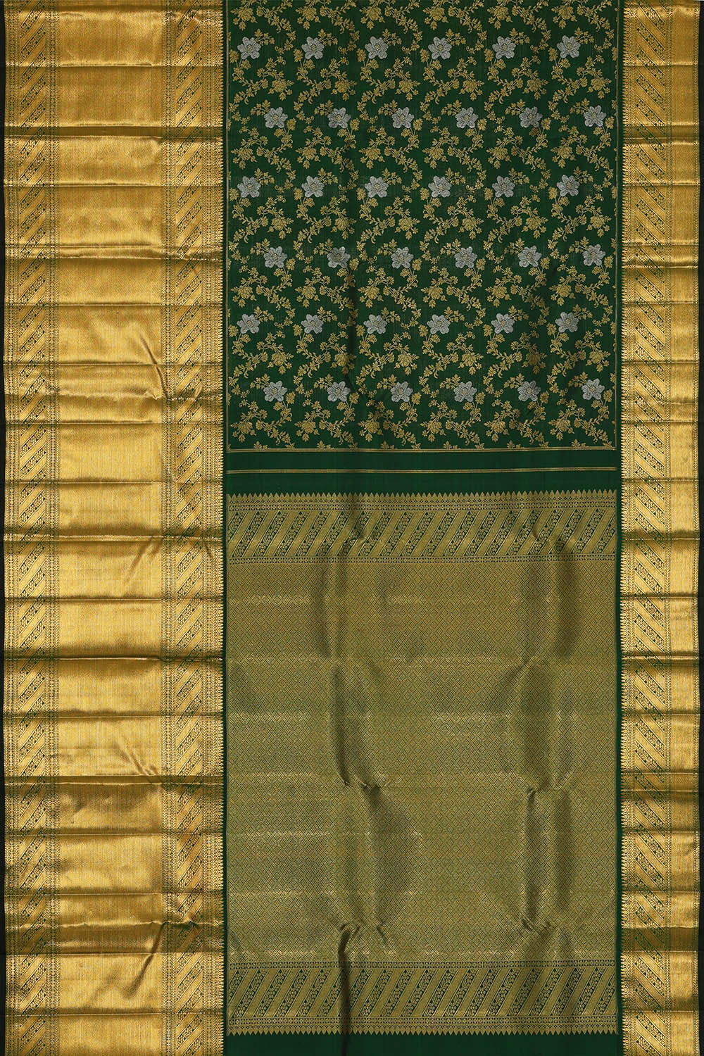 Kanchipattu Bottle Green Brocade Saree