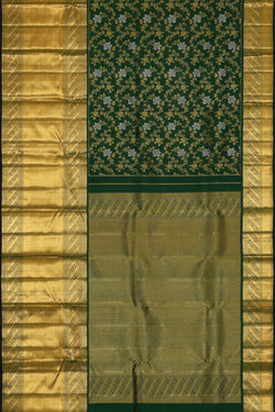Image of Kanchipattu Bottle Green Brocade Saree