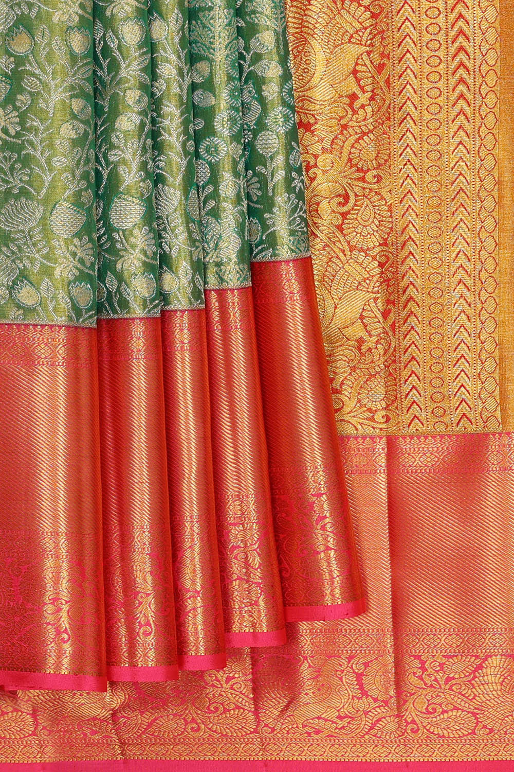 Image of Kanchipattu Green Tissue Brocade Saree