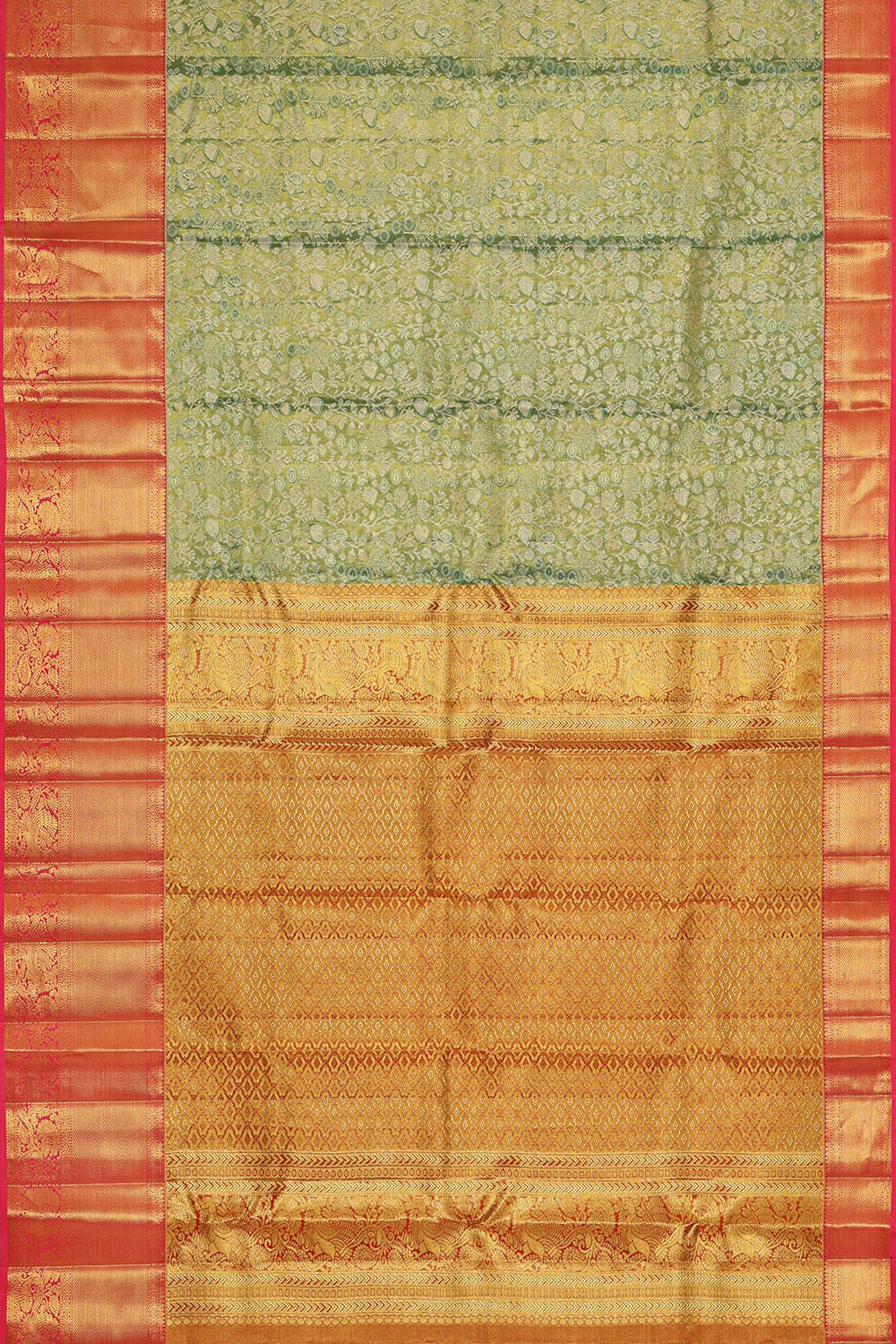 Image of Kanchipattu Green Tissue Brocade Saree