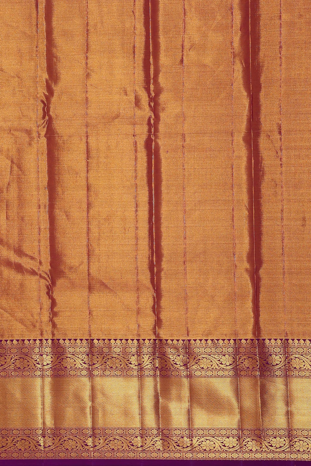 Kanchipattu Golden Peach Tissue Brocade Saree