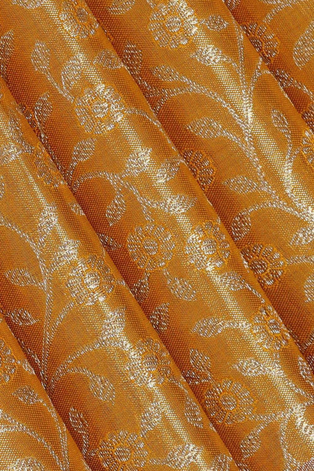 Image of Kanchipattu Golden Yellow Tissue Brocade Saree
