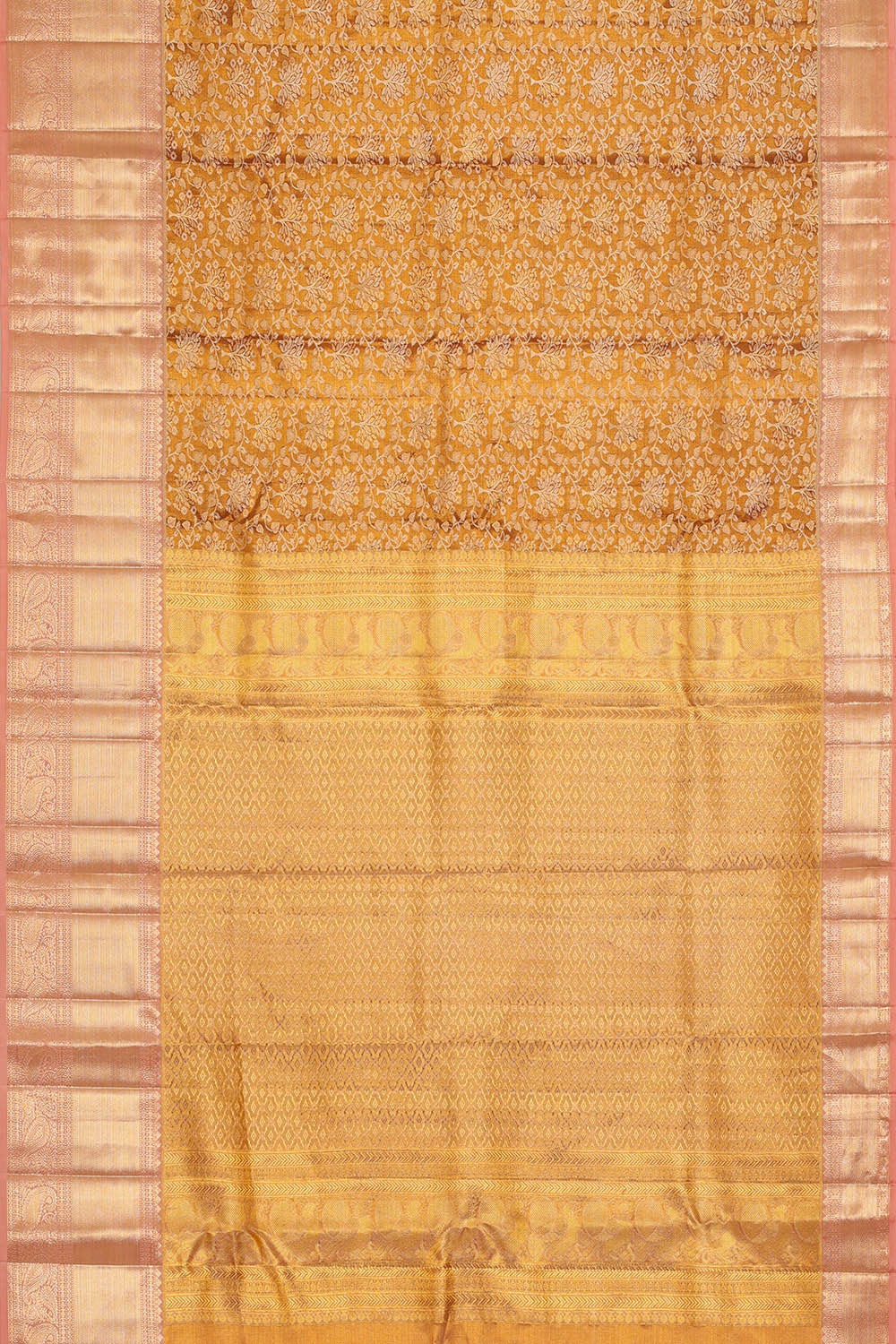 Kanchipattu Dark Gold Tissue Brocade Saree