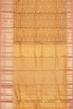 Image of Kanchipattu Dark Gold Tissue Brocade Saree