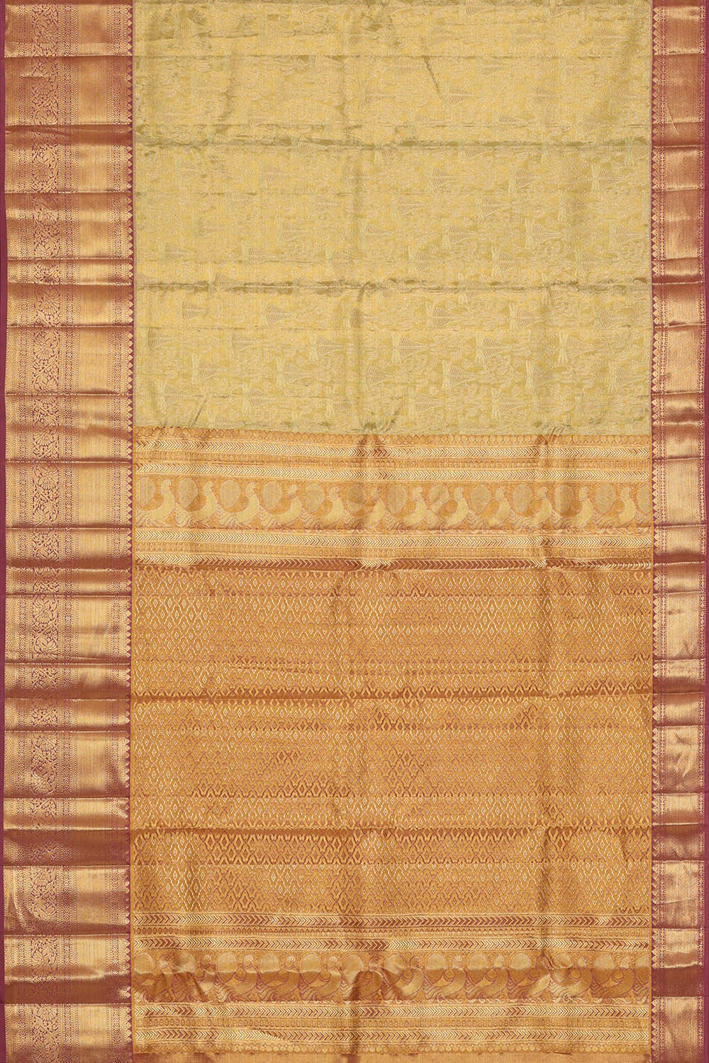 Image of Kanchipattu Light Pista Green Tissue Brocade Saree