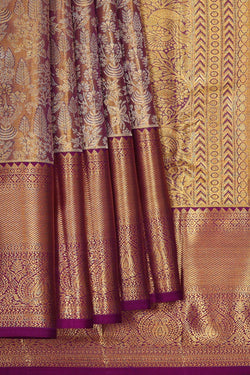 Image of Kanchipattu Golden Purple Tissue Brocade Saree
