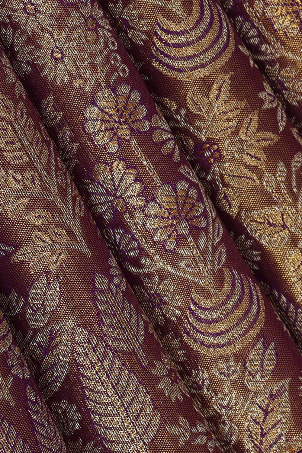 Kanchipattu Golden Purple Tissue Brocade Saree