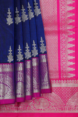 Image of Venkatagiri Silk Dark Blue Saree