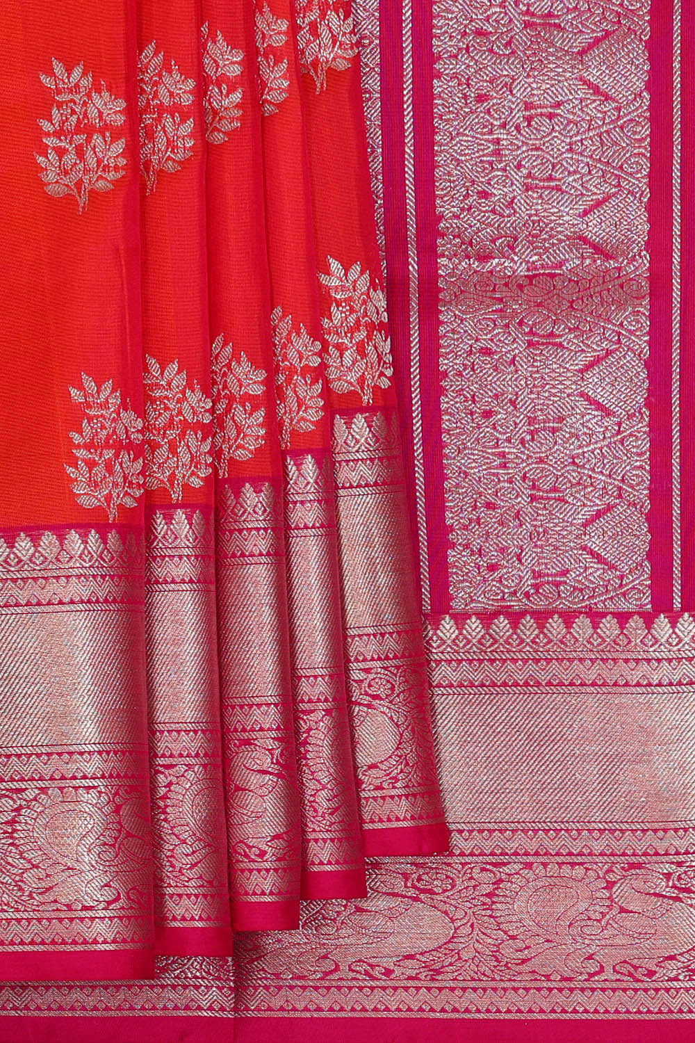 Venkatagiri Silk Orange Red Saree