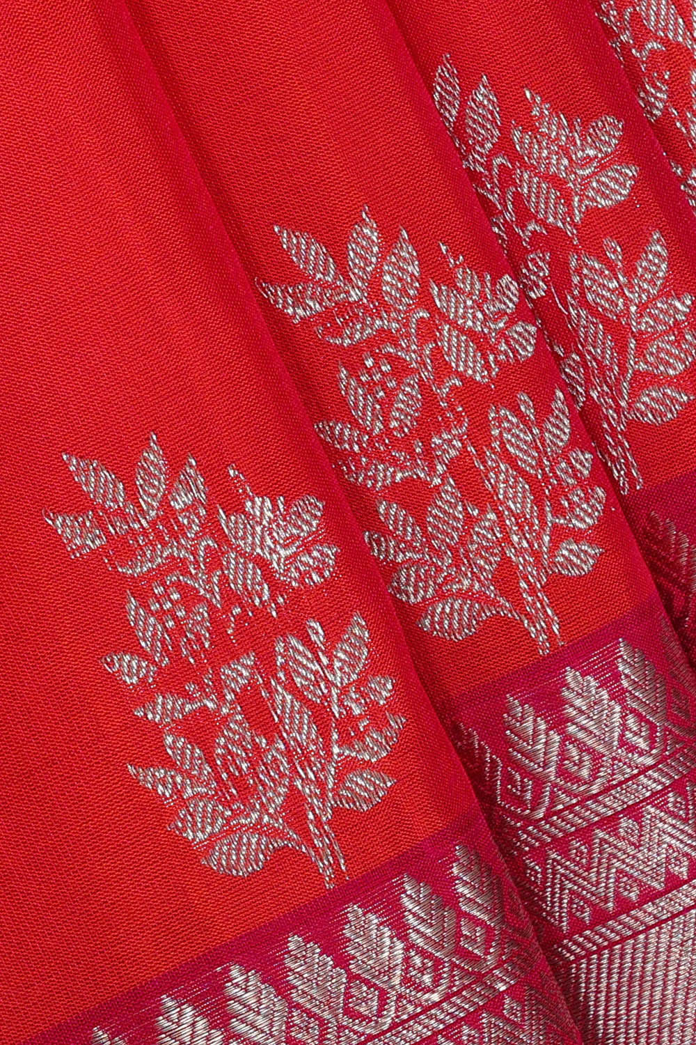 Venkatagiri Silk Orange Red Saree