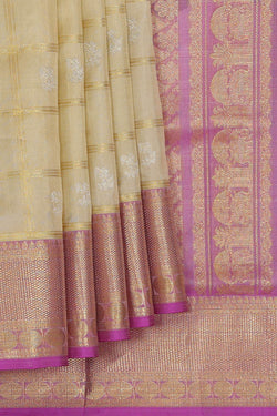 Image of Venkatagiri Silk Light Yellow Saree