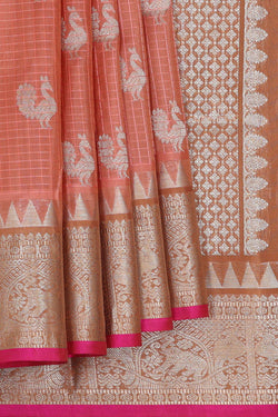 Image of Venkatagiri Silk Peach Saree
