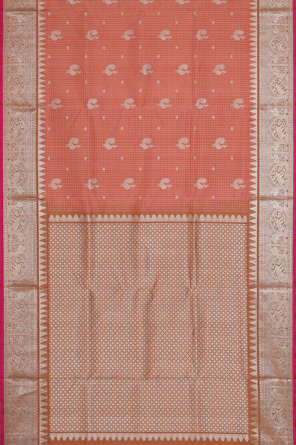 Venkatagiri Silk Peach Saree