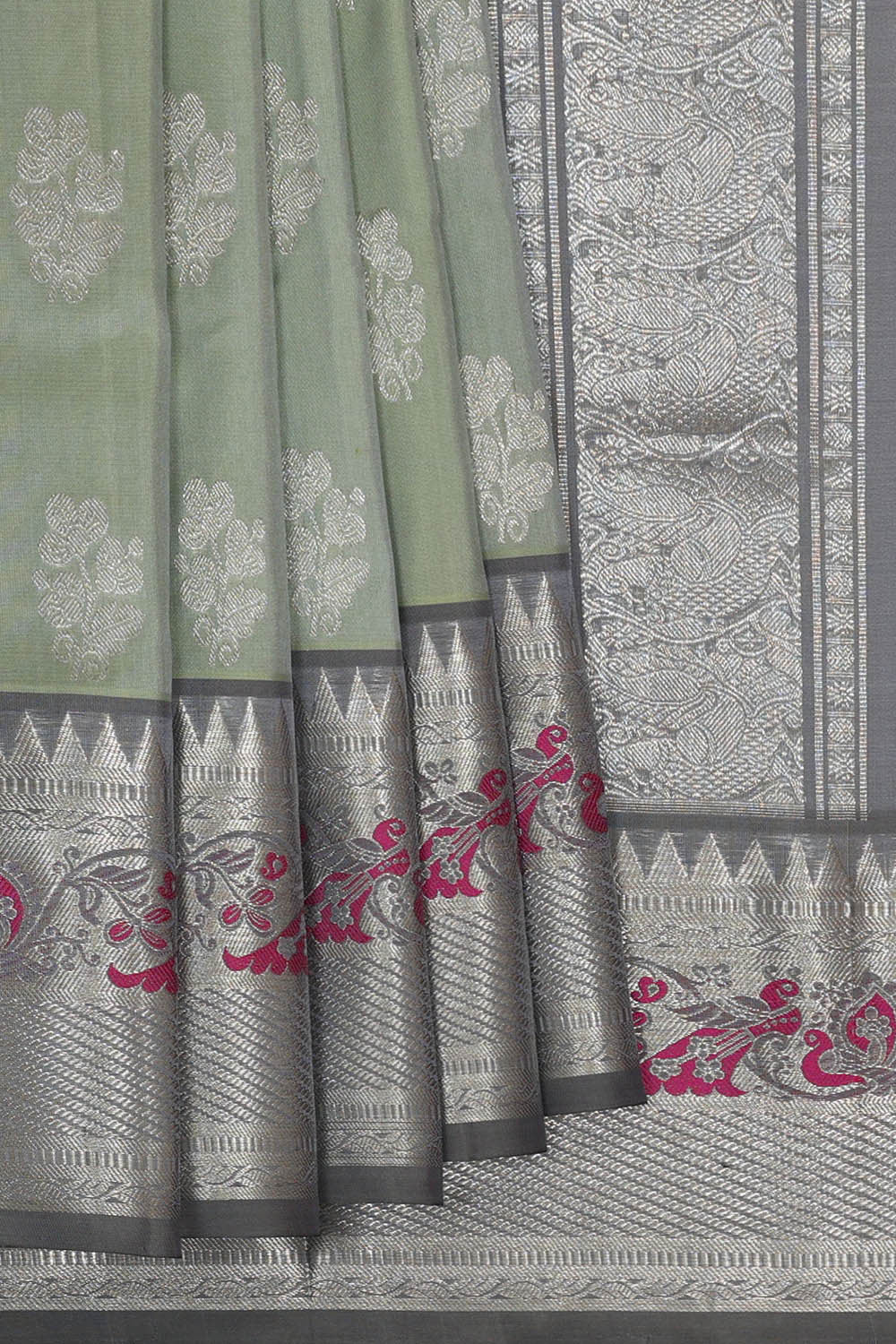 Venkatagiri Silk Greyish Green Saree