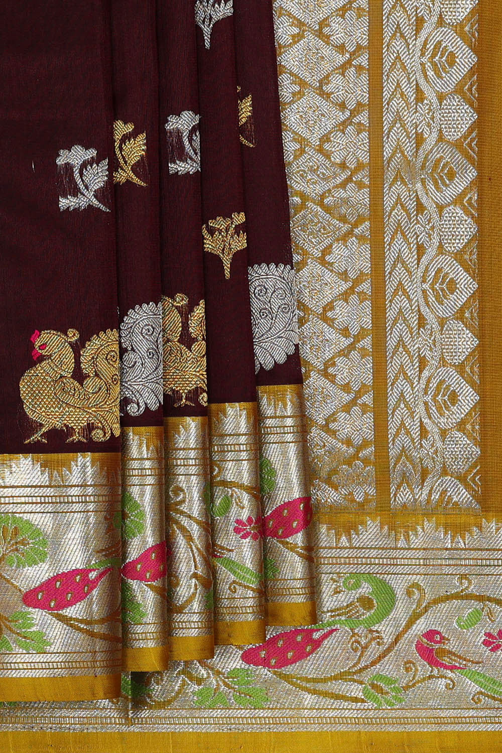 Image of Venkatagiri Silk Maroon Saree