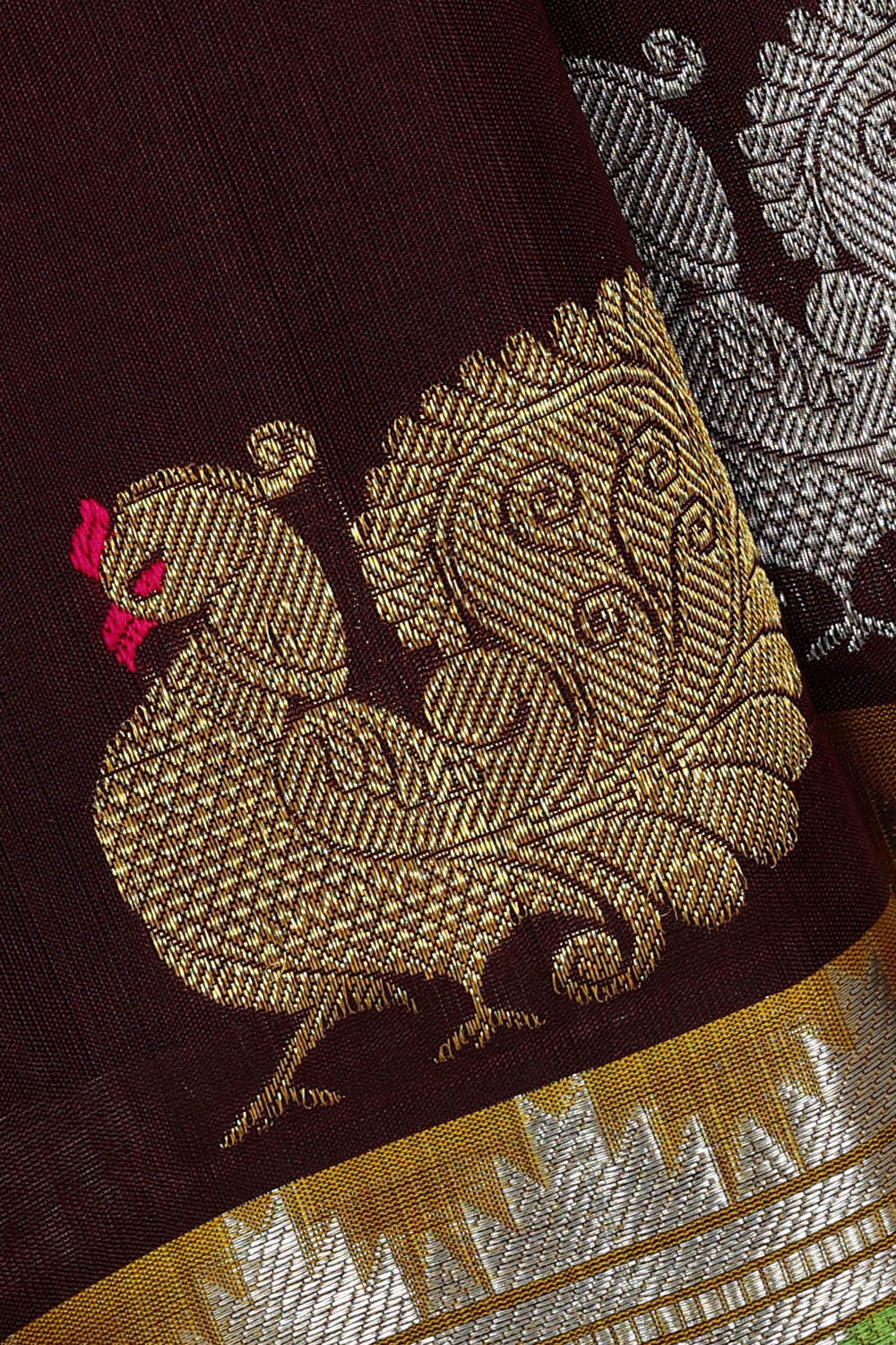 Image of Venkatagiri Silk Maroon Saree