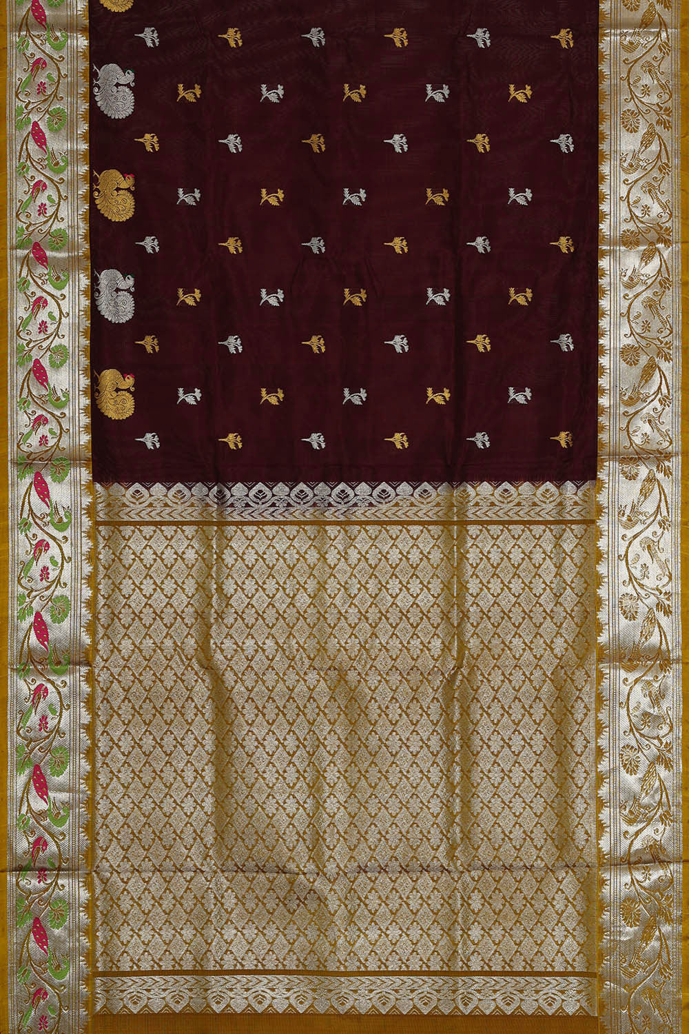 Image of Venkatagiri Silk Maroon Saree