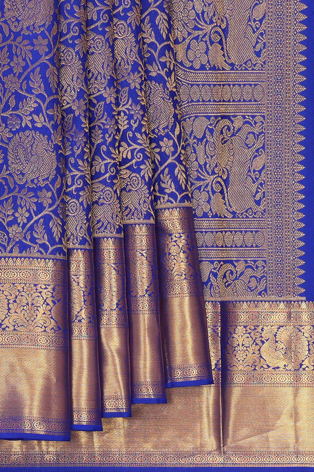 Kanchipattu Royal Blue Brocade Saree