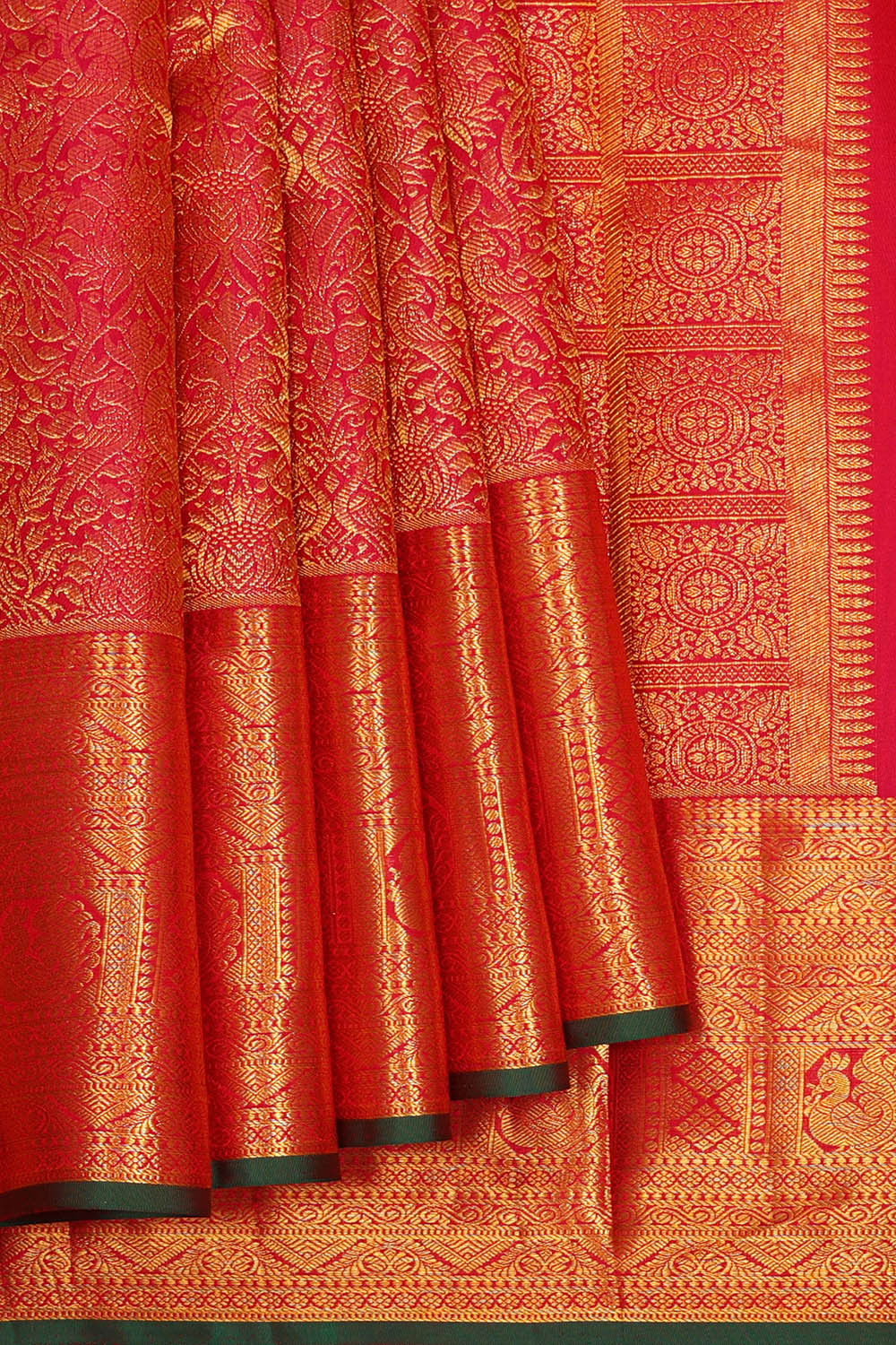 Image of Kanchipattu Red Brocade Saree