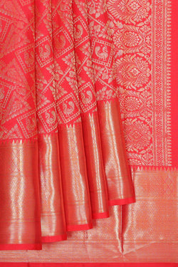 Image of Kanchipattu Red Brocade Saree