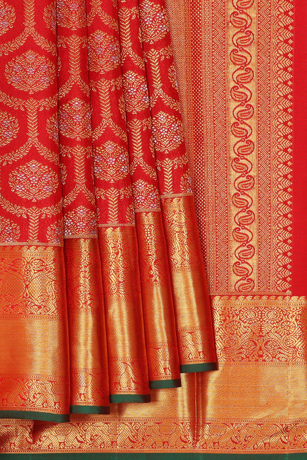 Image of Kanchipattu Red Brocade Saree