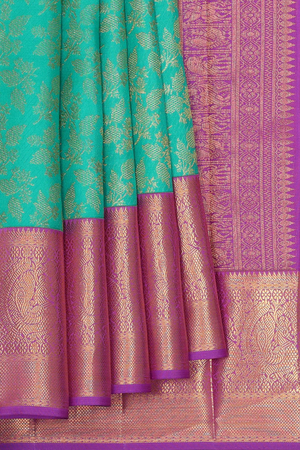 Image of Kanchipattu Deep Sea Green Brocade Saree