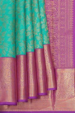 Image of Kanchipattu Deep Sea Green Brocade Saree