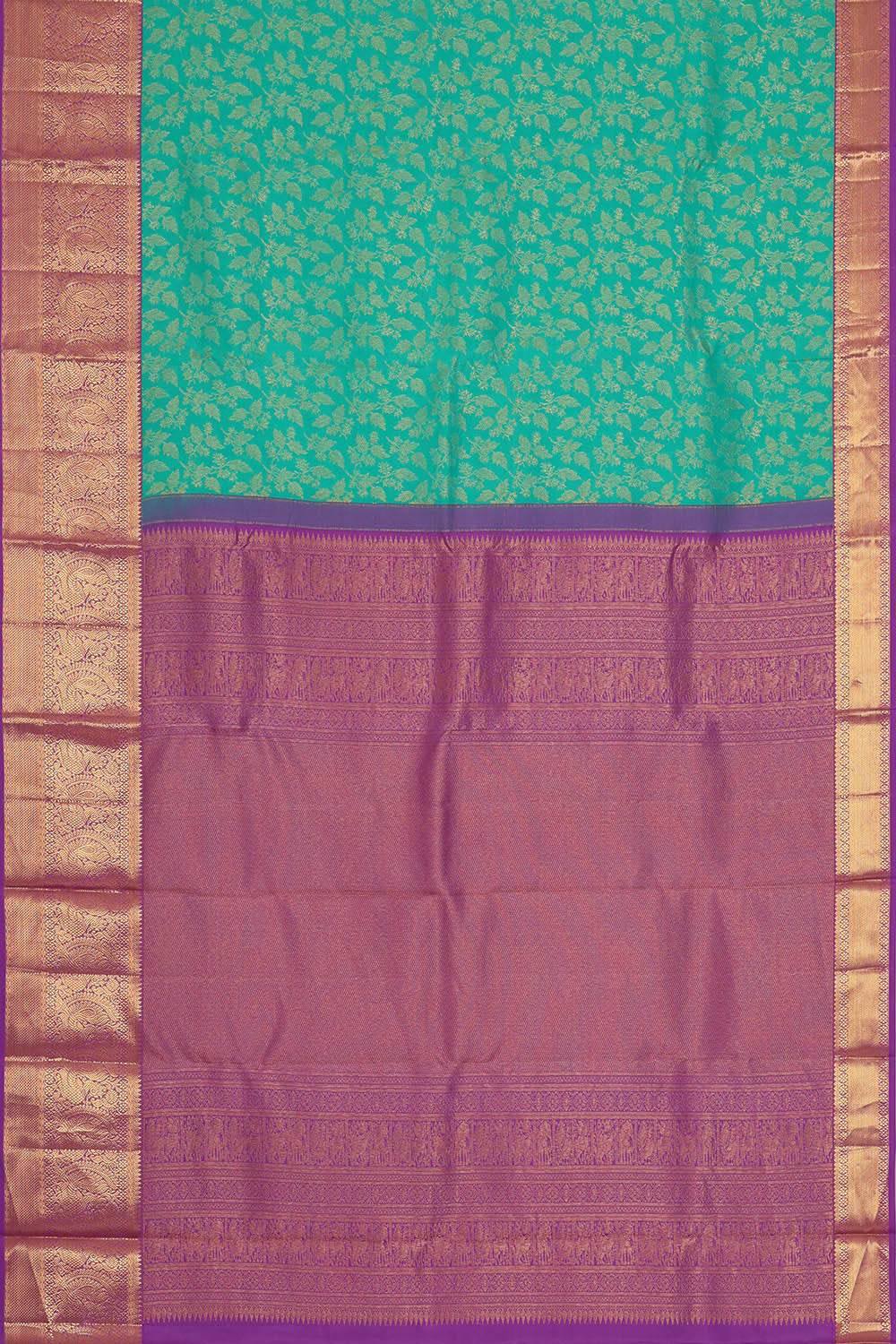 Image of Kanchipattu Deep Sea Green Brocade Saree