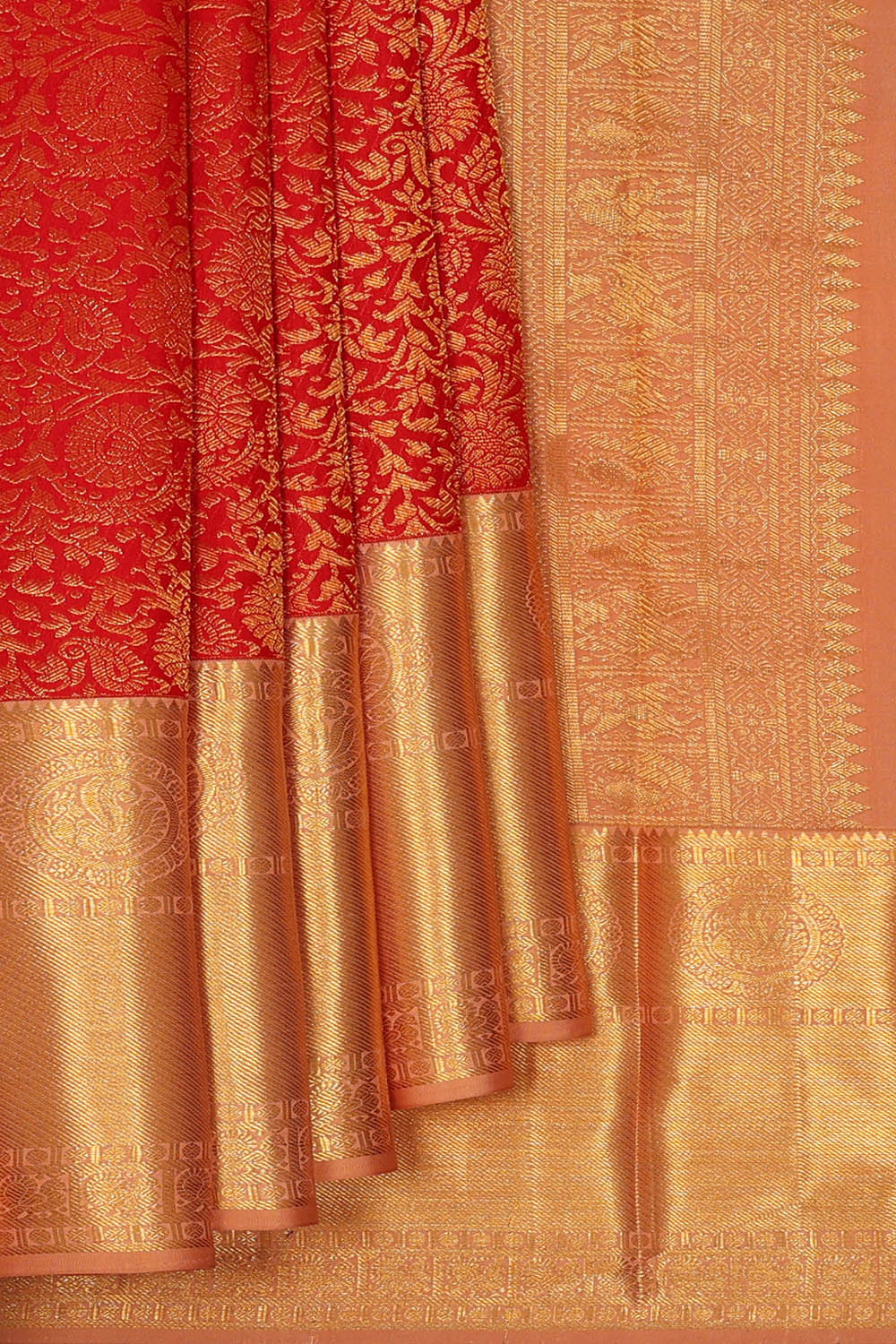 Image of Kanchipattu Red Brocade Saree