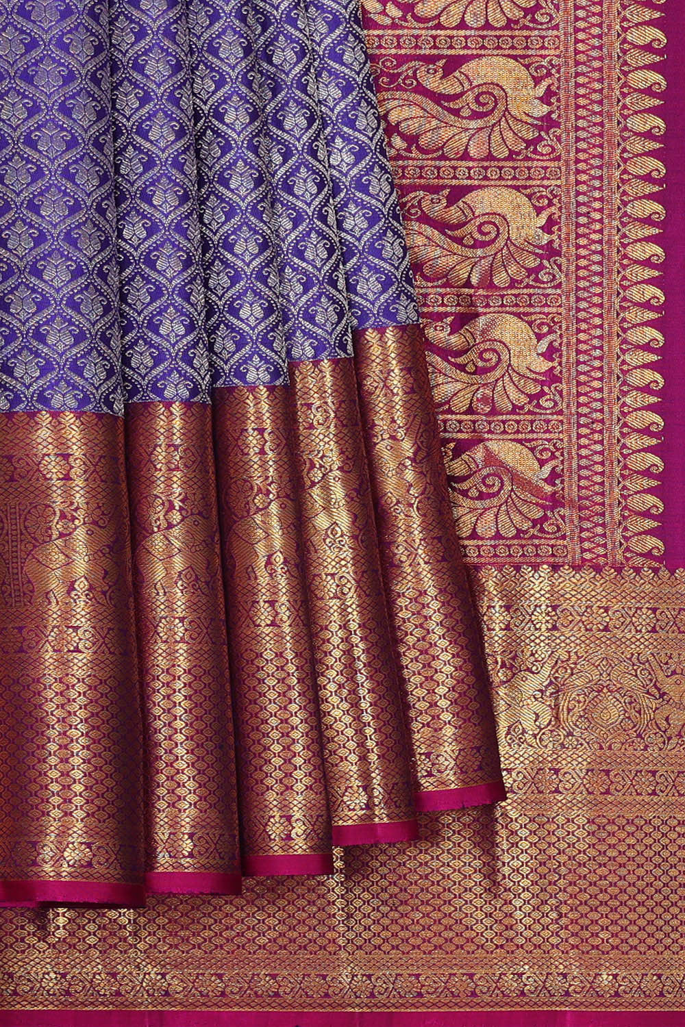 Image of Kanchipattu Blue Brocade Saree