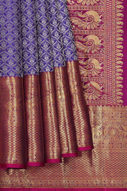 Image of Kanchipattu Blue Brocade Saree