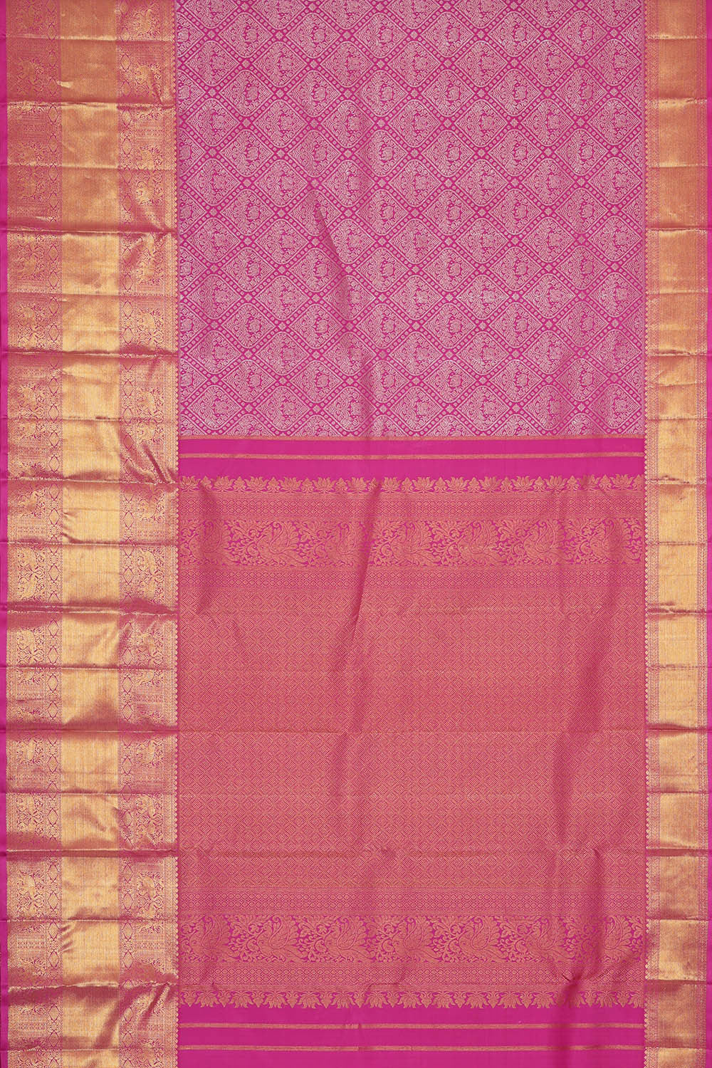 Kanchipattu Rose Pink Brocade Saree