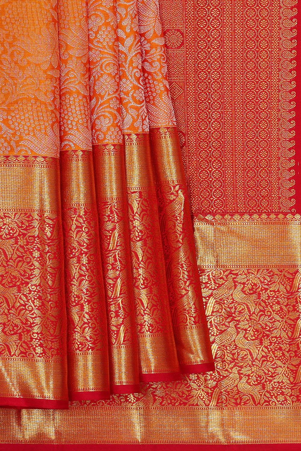 Kanchipattu Orange Brocade Saree