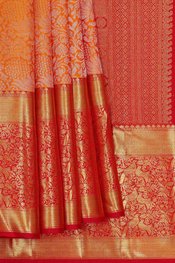 Image of Kanchipattu Orange Brocade Saree