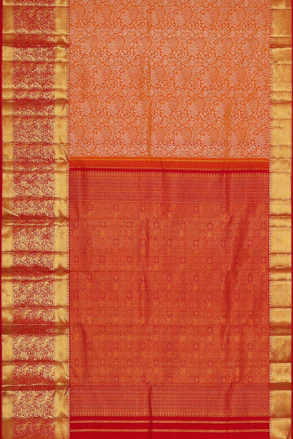 Kanchipattu Orange Brocade Saree