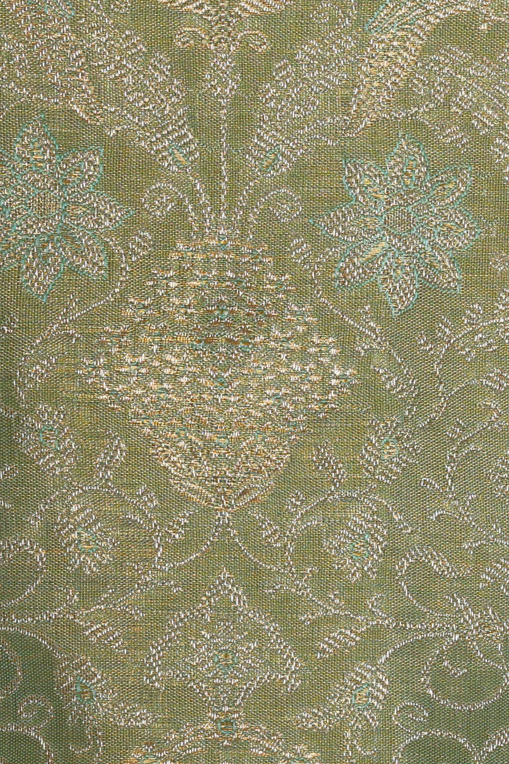 Image of Kanchipattu Light Sea Green Tissue Brocade Saree