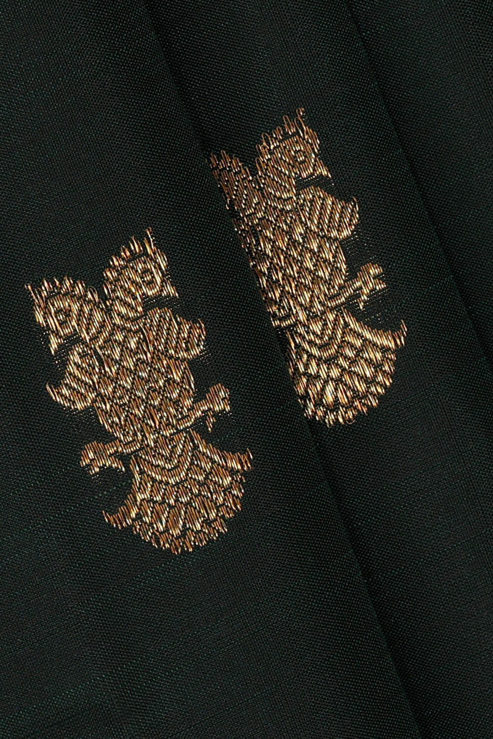 Image of Kanchipattu Dark Bottle Green Brocade Saree