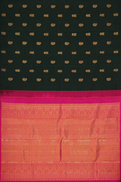 Image of Kanchipattu Dark Bottle Green Brocade Saree