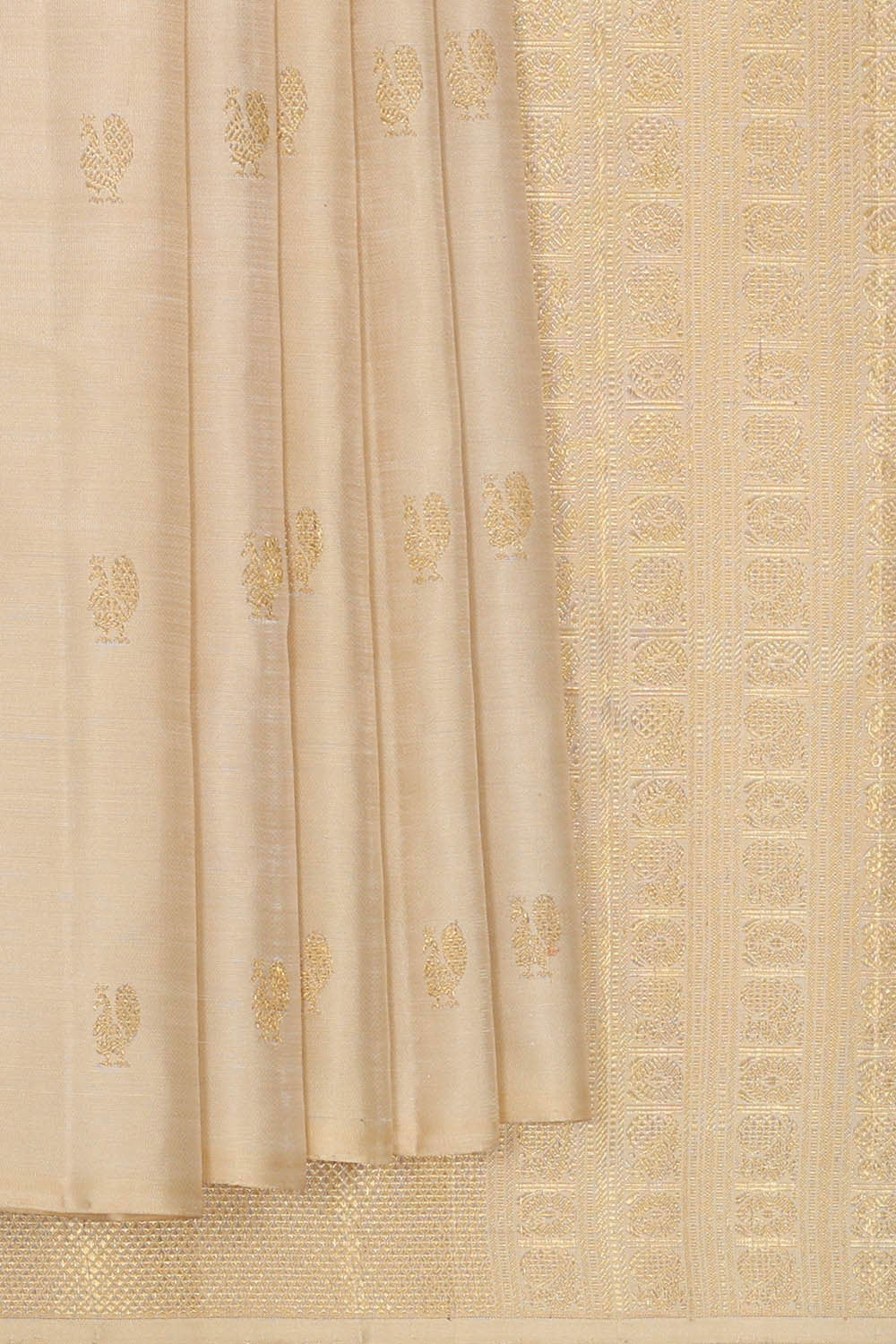 Kanchipattu Cream Gold Brocade Saree