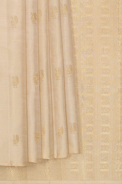 Image of Kanchipattu Cream Gold Brocade Saree