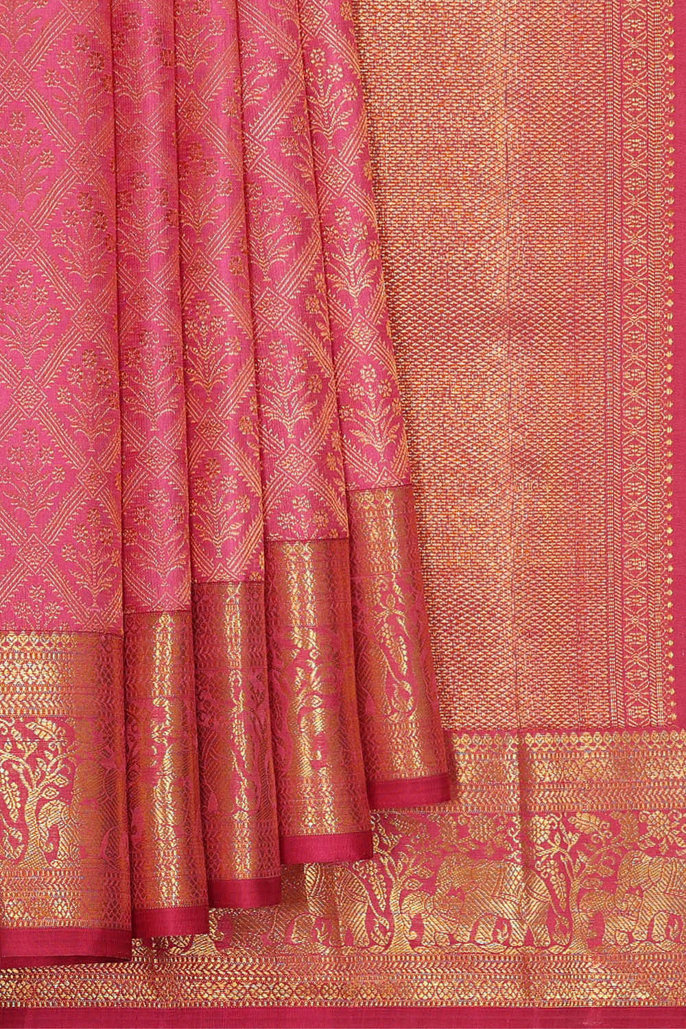 Image of Kanchipattu Pink Brocade Saree